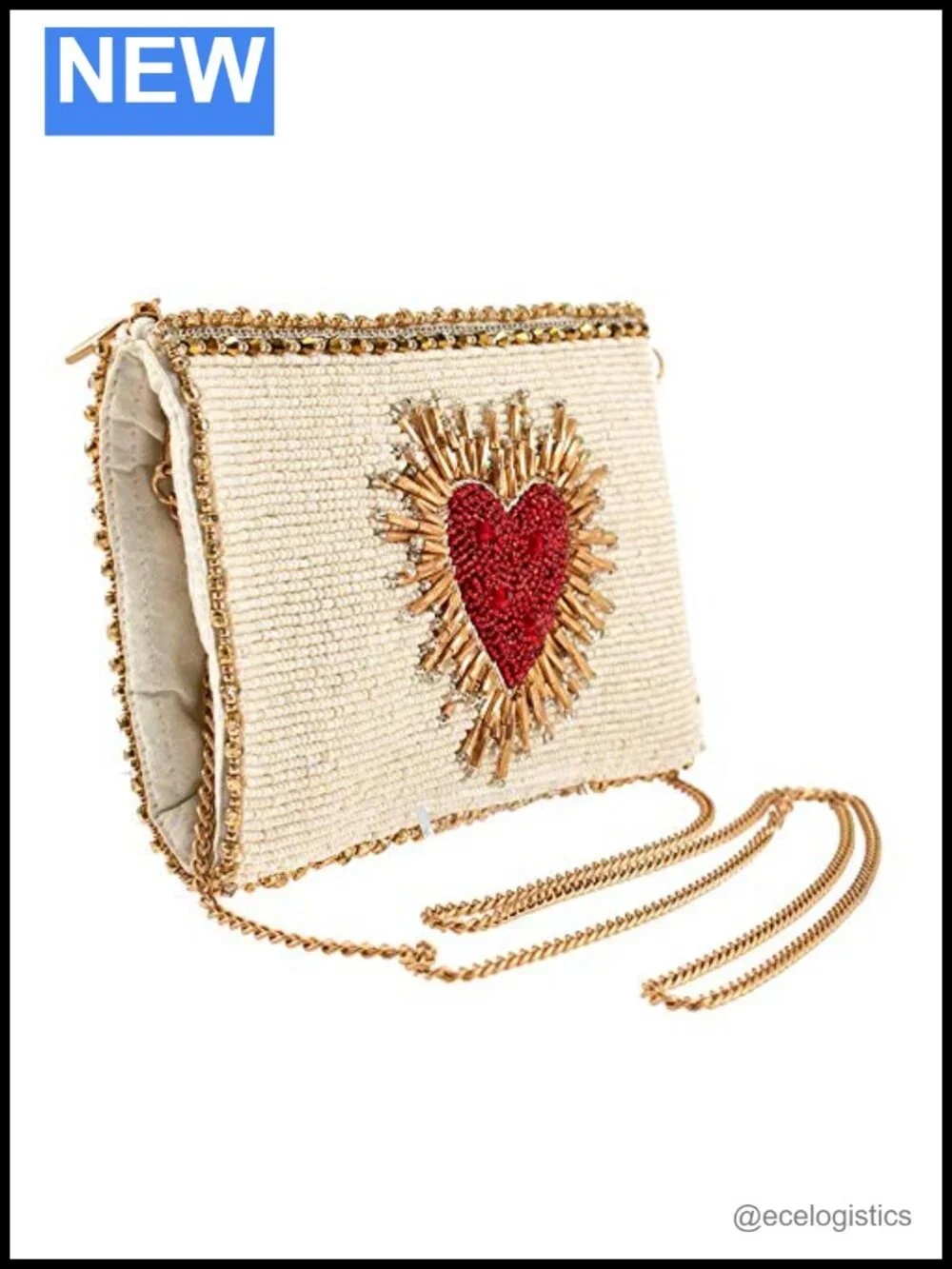 Hand-Beaded Crossbody Phone Bag with Removable Chain Strap